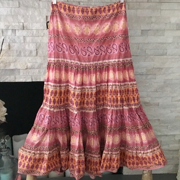 ANGIE’S BOHO DRAWSTRING WAIST MAXI SKIRT SIZE MED - Picture 2 of 5